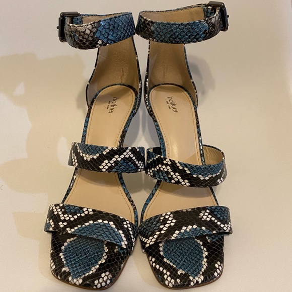 Botkier Lorri Ankle Strap Sandal In Blue Snake Print Leather Size 9 - Picture 11 of 11